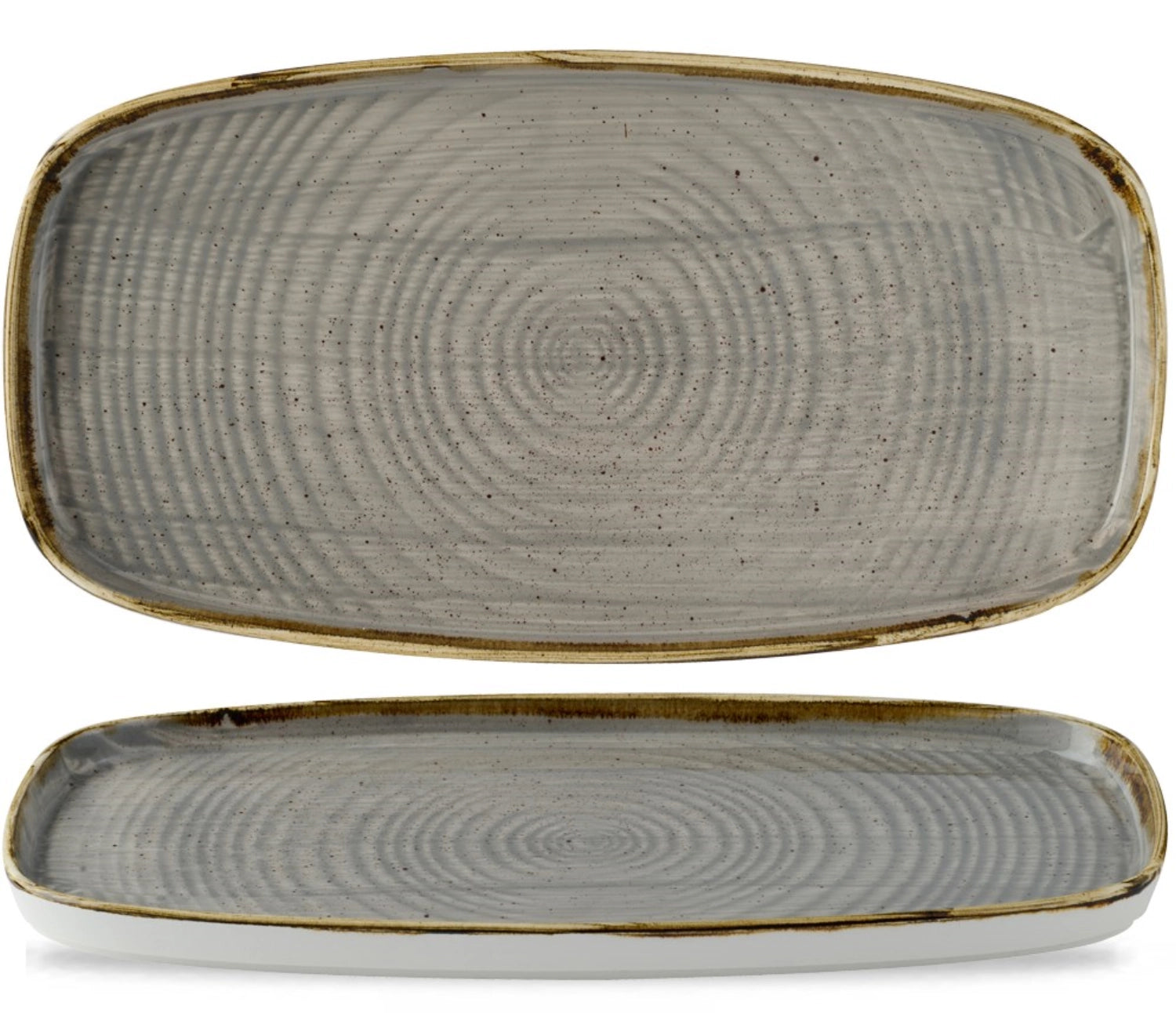 Stonecast Chef Walled Oblong Platter Peppercorn Gray 35x18.5c