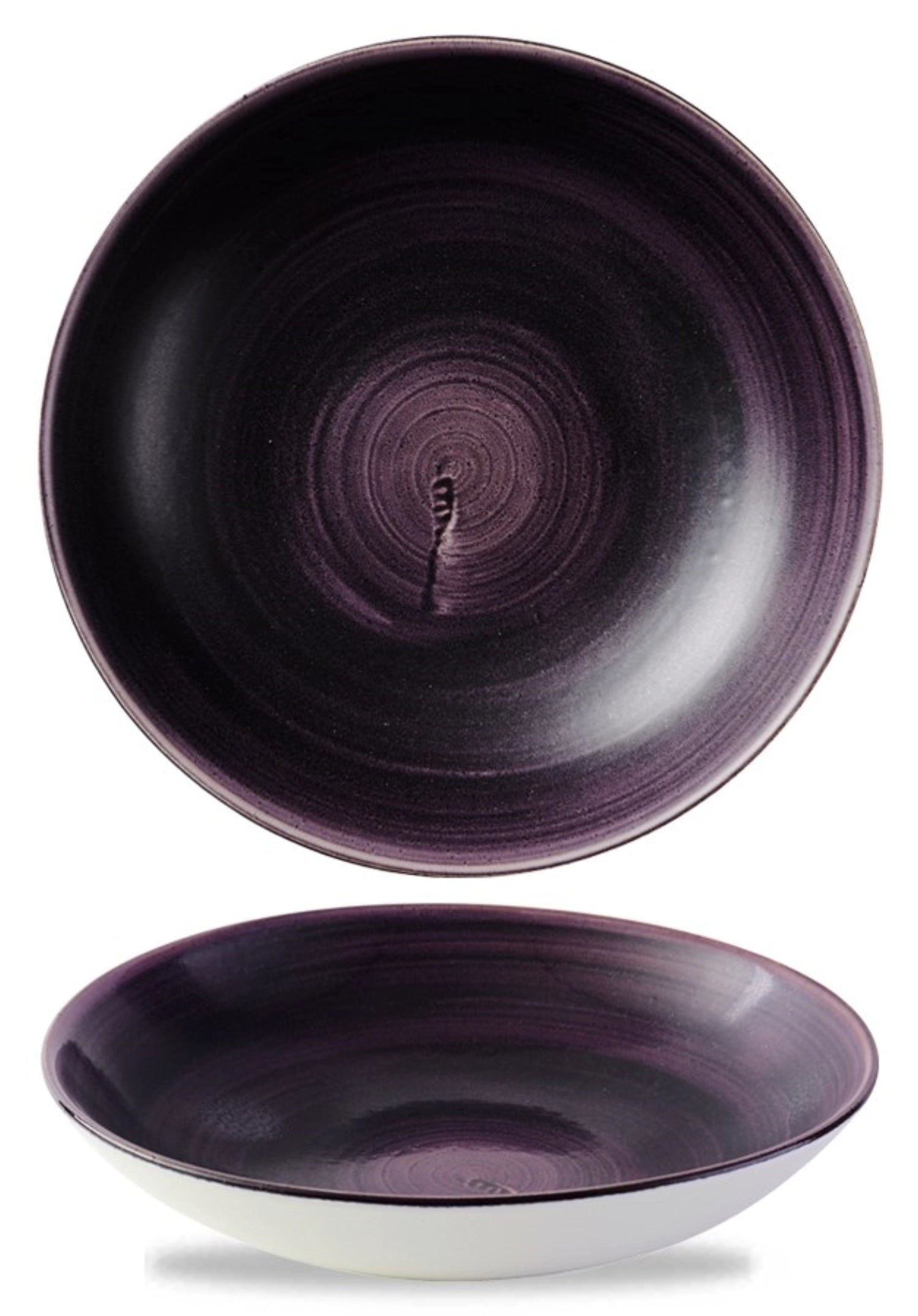 Entdecken Sie den Stonecast Patina Deep Purple Coupe Teller von Churchill. Ideal für Suppen und Vorspeisen, spülmaschinenfest und einzigartig im Design.