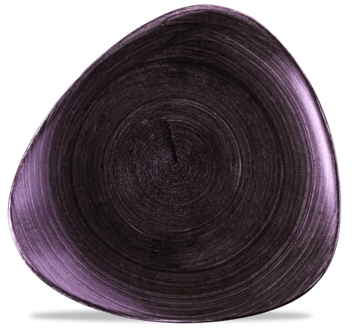 Entdecken Sie den Stonecast Patina Deep Purple Triangel Teller von Churchill – ein einzigartiger, flacher Porzellanteller (22,9 cm) für stilvolle Anlässe.