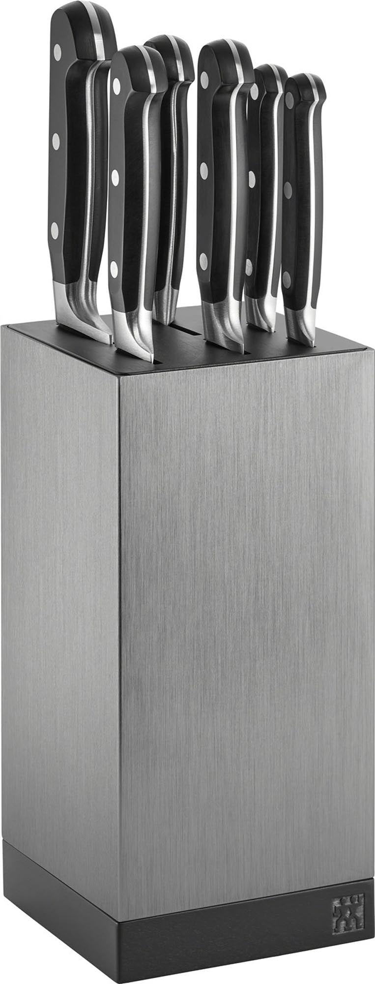 Moderner ZWILLING Messerblock aus Aluminium, 25x12x12 cm, für bis zu 6 Messer. Hochwertig, hygienisch und ein echter Blickfang in jeder Küche.