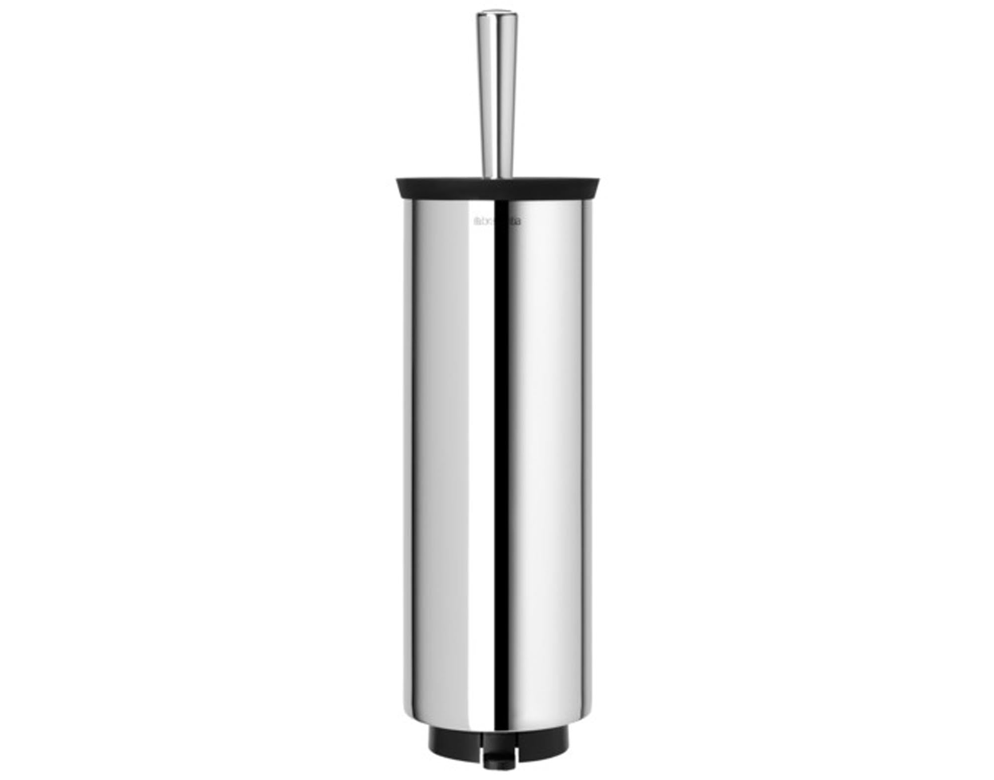 Elegante WC-Bürstengarnitur aus rostfreiem Edelstahl von BRABANTIA. Modernes Design, pflegeleicht und ideal für kleine Badezimmer. Hochwertiges Badzubehör.