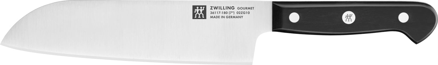 Hochwertiges 2-teiliges ZWILLING Gourmet Messerset, bestehend aus einem Kochmesser und einem Gemüsemesser, ideal für präzises Schneiden in der Küche.