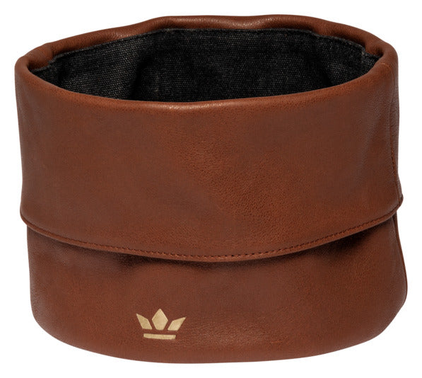 Eleganter Brotkorb aus robustem Leder von DUTCHDELUXES, ideal für stilvolle Präsentation von Brot und Brötchen.