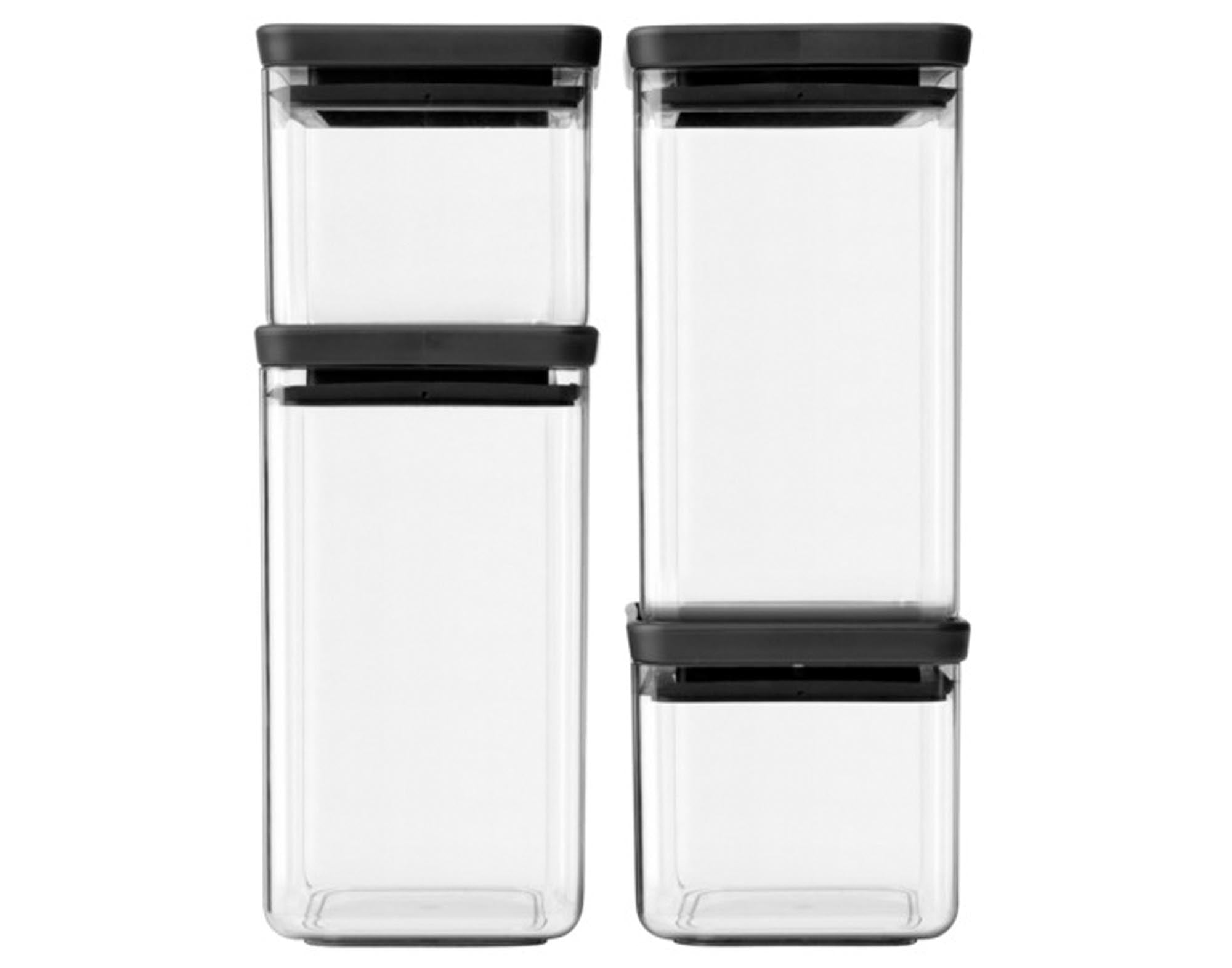 BRABANTIA Vorratsdosen Set Tasty+ 4-teilig dark grey in  präsentiert im Onlineshop von KAQTU Design AG. Aufbewahrungsdose ist von BRABANTIA