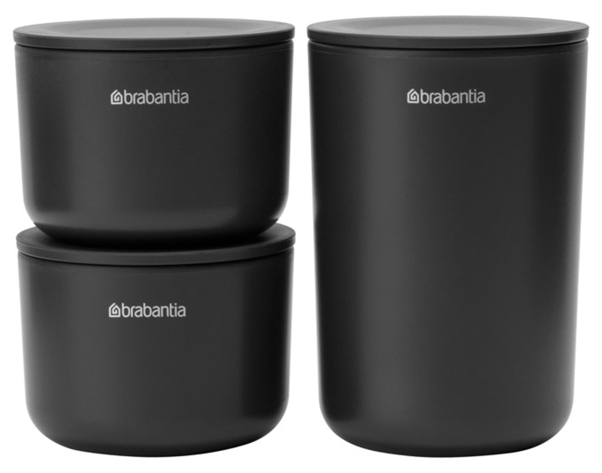 BRABANTIA Aufbewahrungsdosen Set 3-teilig dark grey in  präsentiert im Onlineshop von KAQTU Design AG. Aufbewahrungsdose ist von BRABANTIA