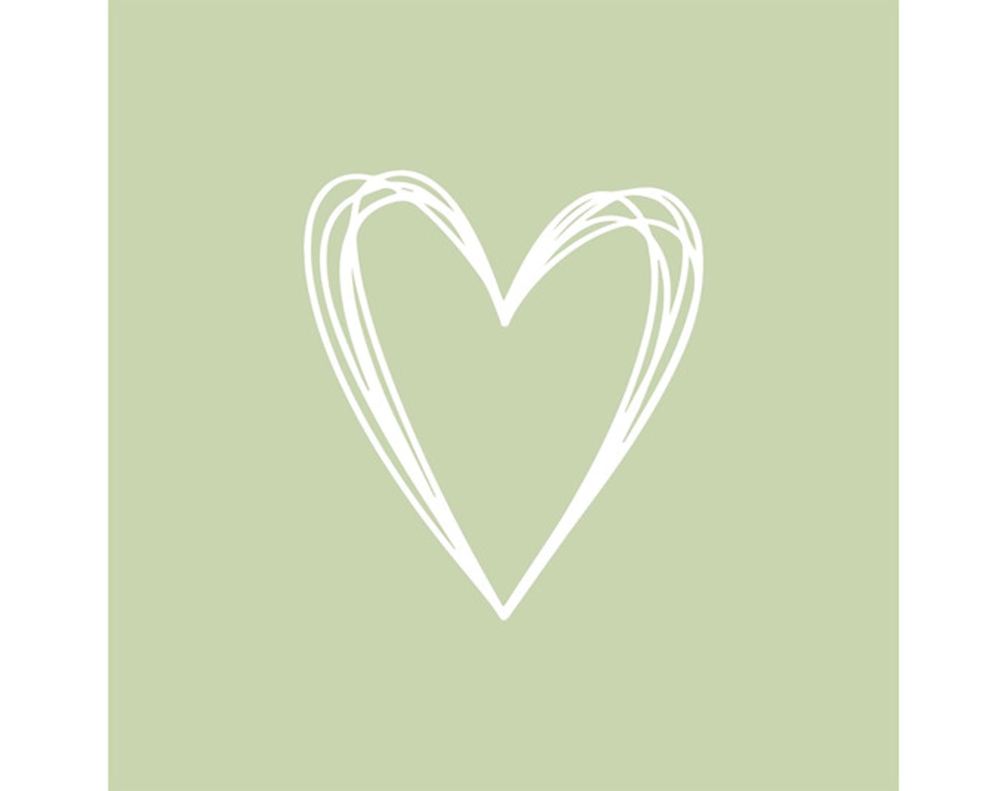 Stilvolle, grüne Servietten mit Herzdesign, 33x33 cm, ideal für romantische Anlässe, umweltfreundlich und hochwertig.