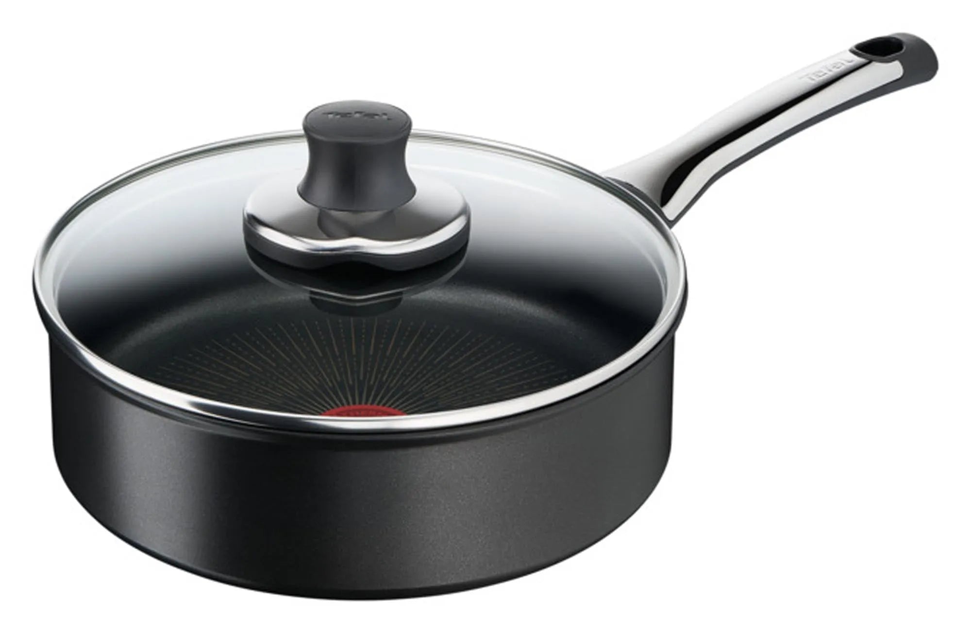 Die TEFAL Schmorpfanne Excellence ø 24 cm: Antihaft, gleichmäßige Wärme, Glasdeckel, ergonomisch, für alle Herdarten, ideal für Familie.