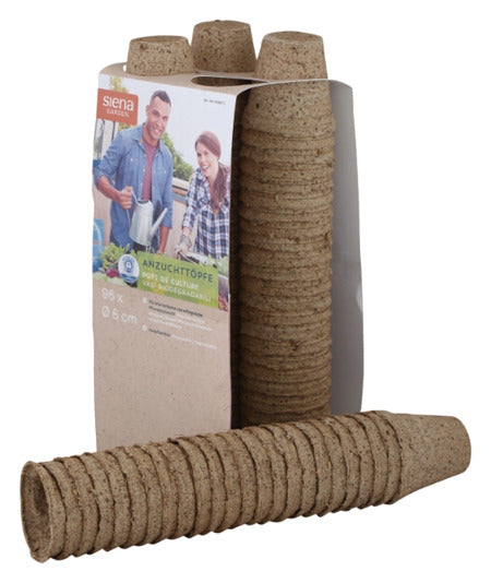 SIENA GARDEN Anzuchttöpfe, ø 6 cm, 96 Stück. Ideal für Pflanzenanzucht, biologisch abbaubar, umweltfreundlich und praktisch.