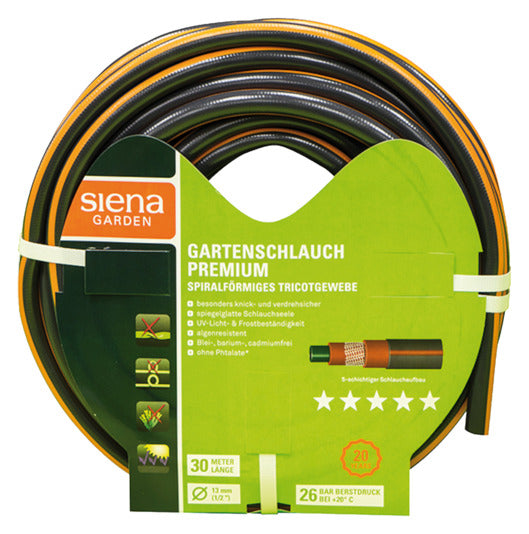 SIENA GARDEN Premium Gartenschlauch, 13 mm Durchmesser, 30 m Länge, robust und flexibel, ideal für Gartenbewässerung.