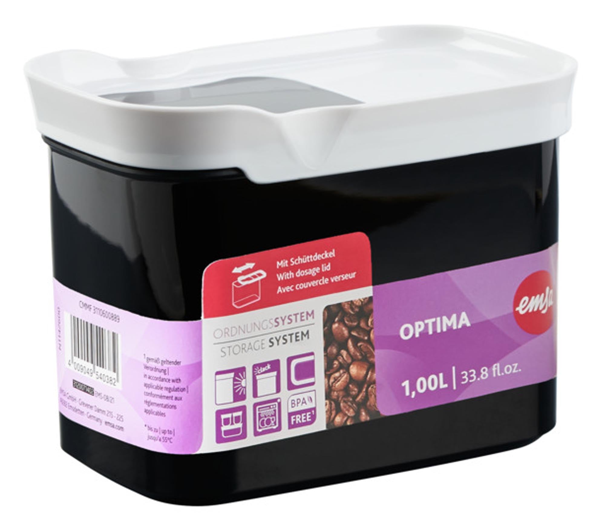 EMSA Schüttdose Optima eckig 1.0l sw. in  präsentiert im Onlineshop von KAQTU Design AG. Aufbewahrungsdose ist von EMSA