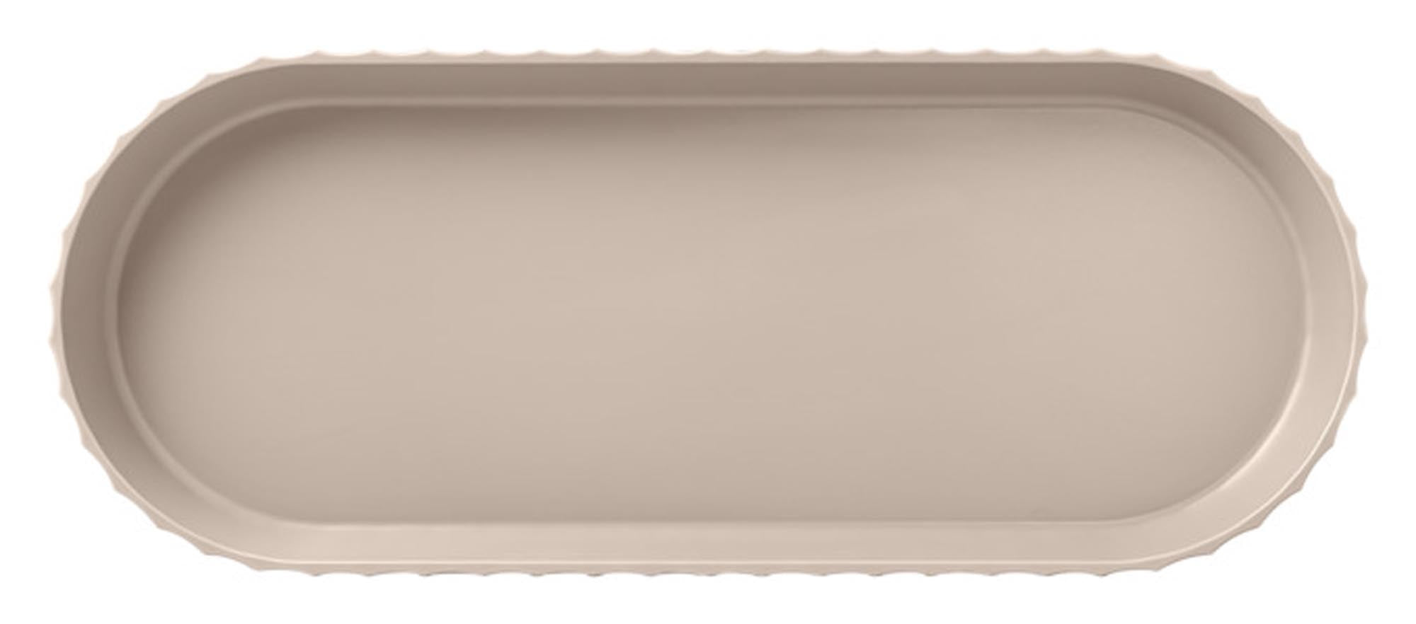 Elegantes Tablett Minerva L in Moka-Grau, 51x20.5 cm, von BLIM PLUS. Perfekt für stilvolles Servieren und Dekorieren.