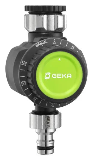 Mechanische GEKA Bewässerungsuhr für präzise Gartenbewässerung, einfach einstellbar, robust und zuverlässig.