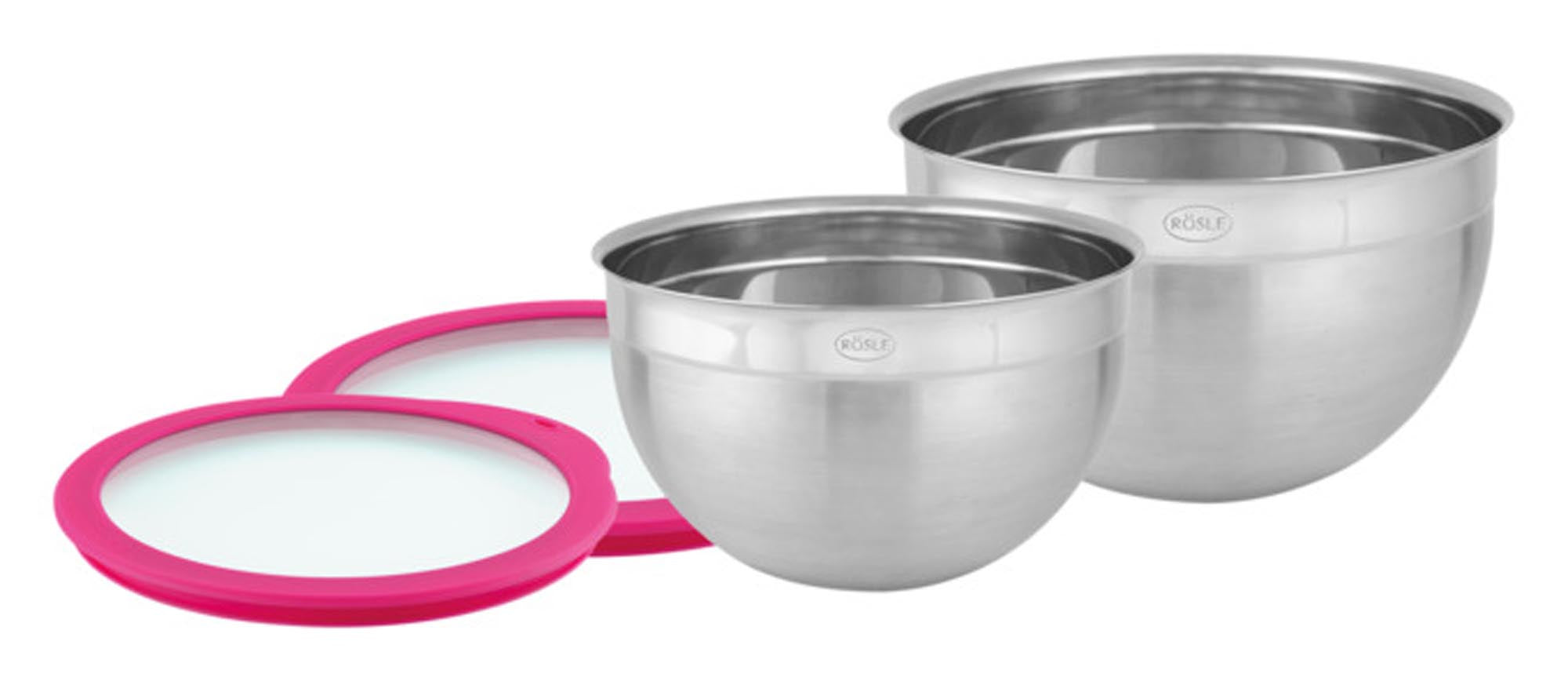 <tc>RÖSLE</tc> Bowl set with glass lid 4-piece pink consisting of ø 20 ø 24 cm