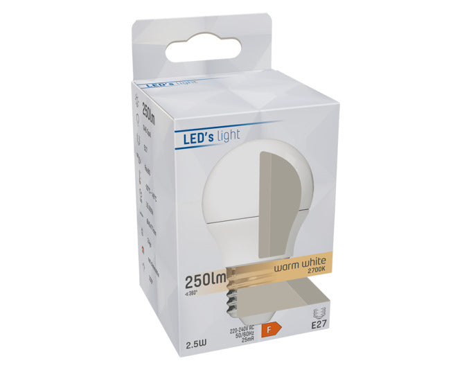 Entdecken Sie die energieeffiziente LED-Lampe SMD Globe P E27 2.5W 250lm in warmweißem Licht. Ideal für eine gemütliche Atmosphäre in jedem Raum!