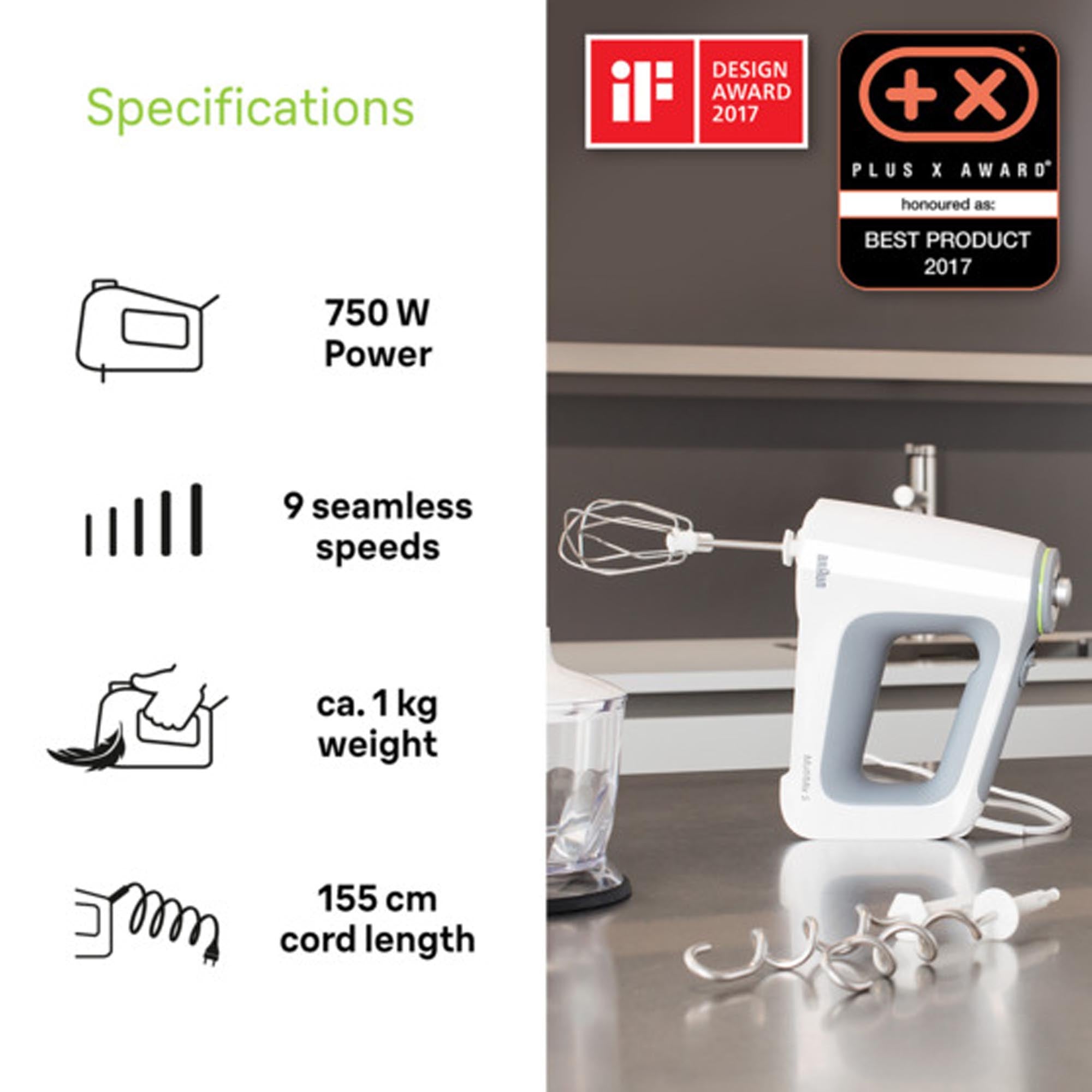 Handmixer MultiMix 5 in  präsentiert im Onlineshop von KAQTU Design AG. Küchengerät ist von BRAUN