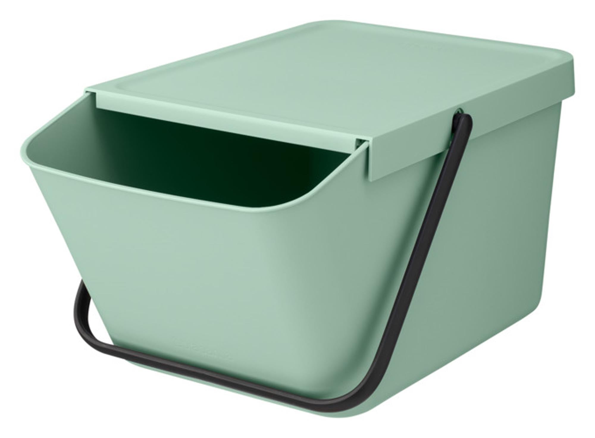 Praktischer BRABANTIA Sort&Go Abfallbehälter in Jadegrün, 20 l Volumen, ideal für Mülltrennung und Recycling, stilvoll und funktional.