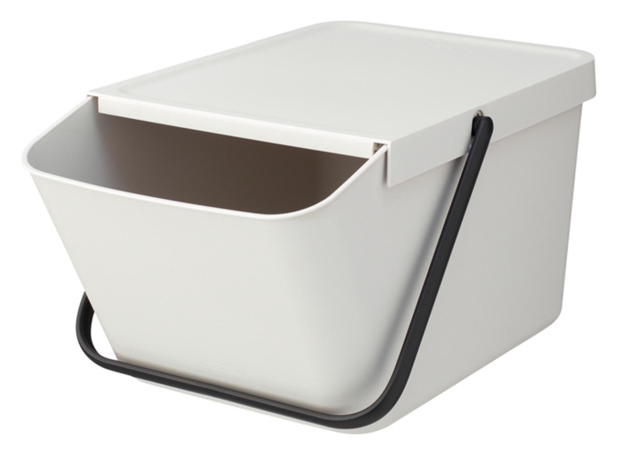 Praktischer BRABANTIA Sort&Go Abfallbehälter, 20 l, in hellgrau. Ideal für Mülltrennung und Recycling, platzsparend und stilvoll.