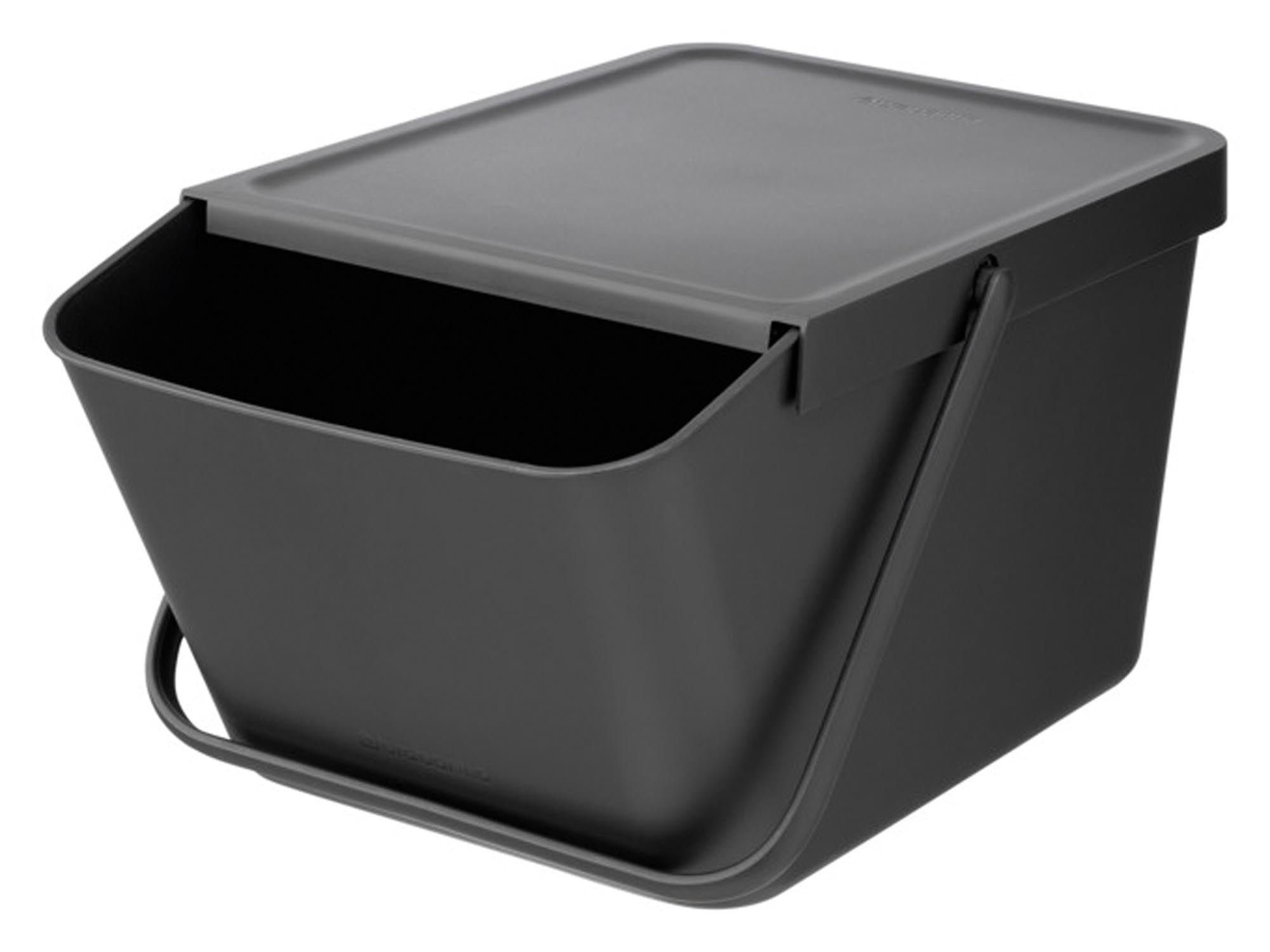Praktischer BRABANTIA Sort&Go Abfallbehälter in Grau, 20 l Volumen, ideal für Mülltrennung und Recycling, platzsparend und stilvoll.