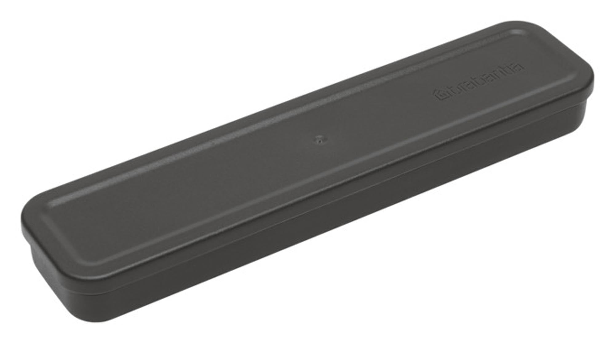 Praktisches 3-teiliges Edelstahlbesteck von BRABANTIA für unterwegs: robust, ergonomisch, kompakt in Transportbox.