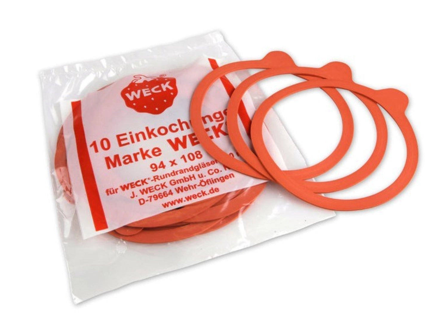 10 Stk. Einkochringe RR100 94x108 in Rot präsentiert im Onlineshop von KAQTU Design AG. Zutaten ist von Weck