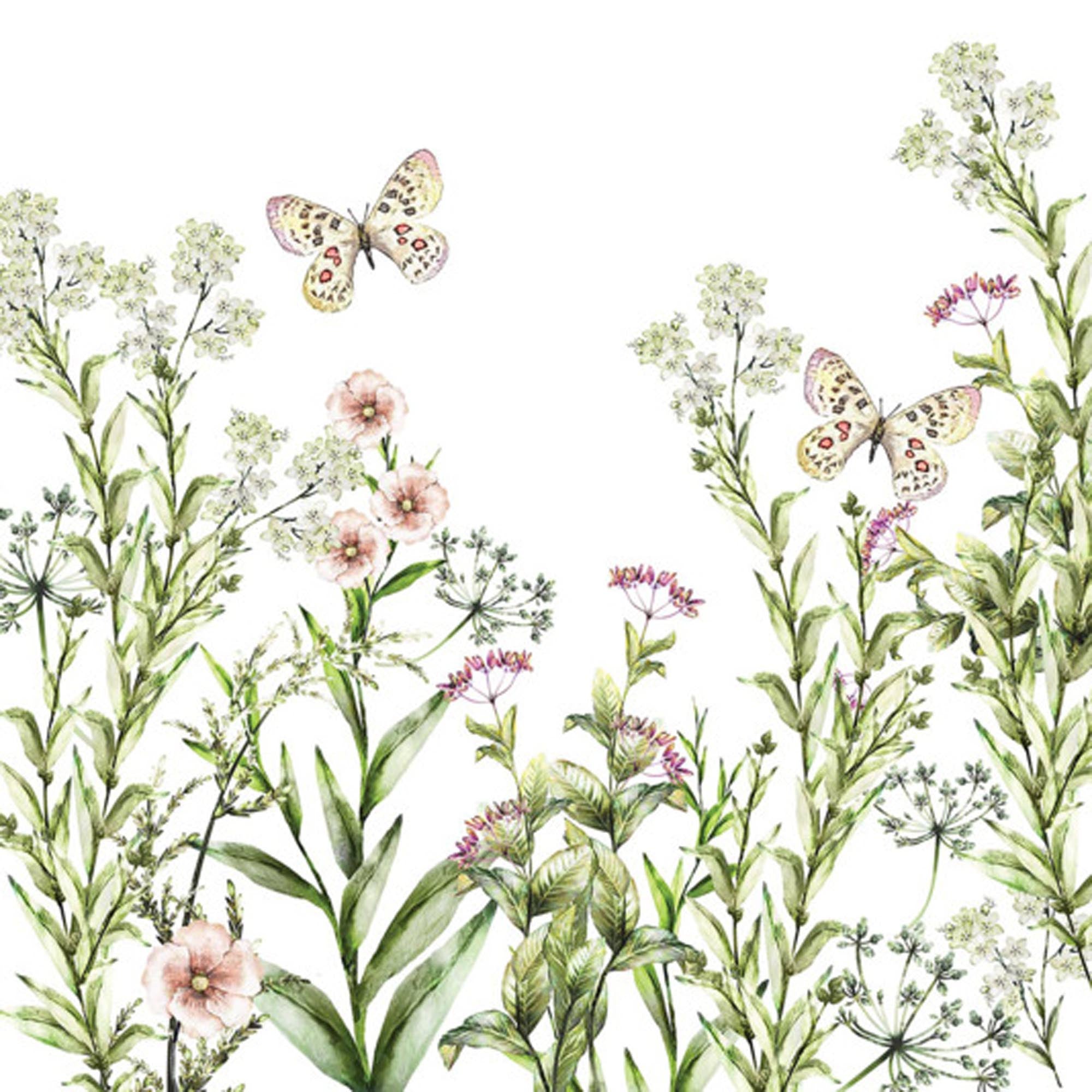 Servietten Jardin d'été 33x33 cm: Stilvolle, umweltfreundliche Papierservietten mit lebhaftem Blumendesign für jede Feier.