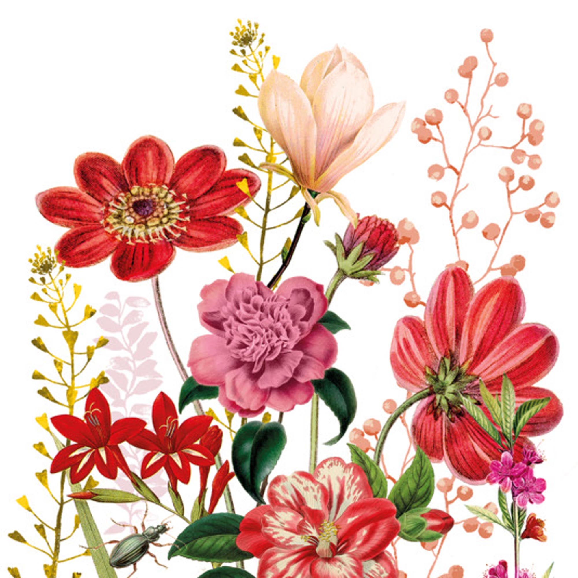 Elegante PPD Servietten Floria 33x33 cm mit Blumenmuster, ideal für Hochzeiten, Geburtstagsfeiern und Dinnerpartys. Umweltfreundlich und saugfähig.