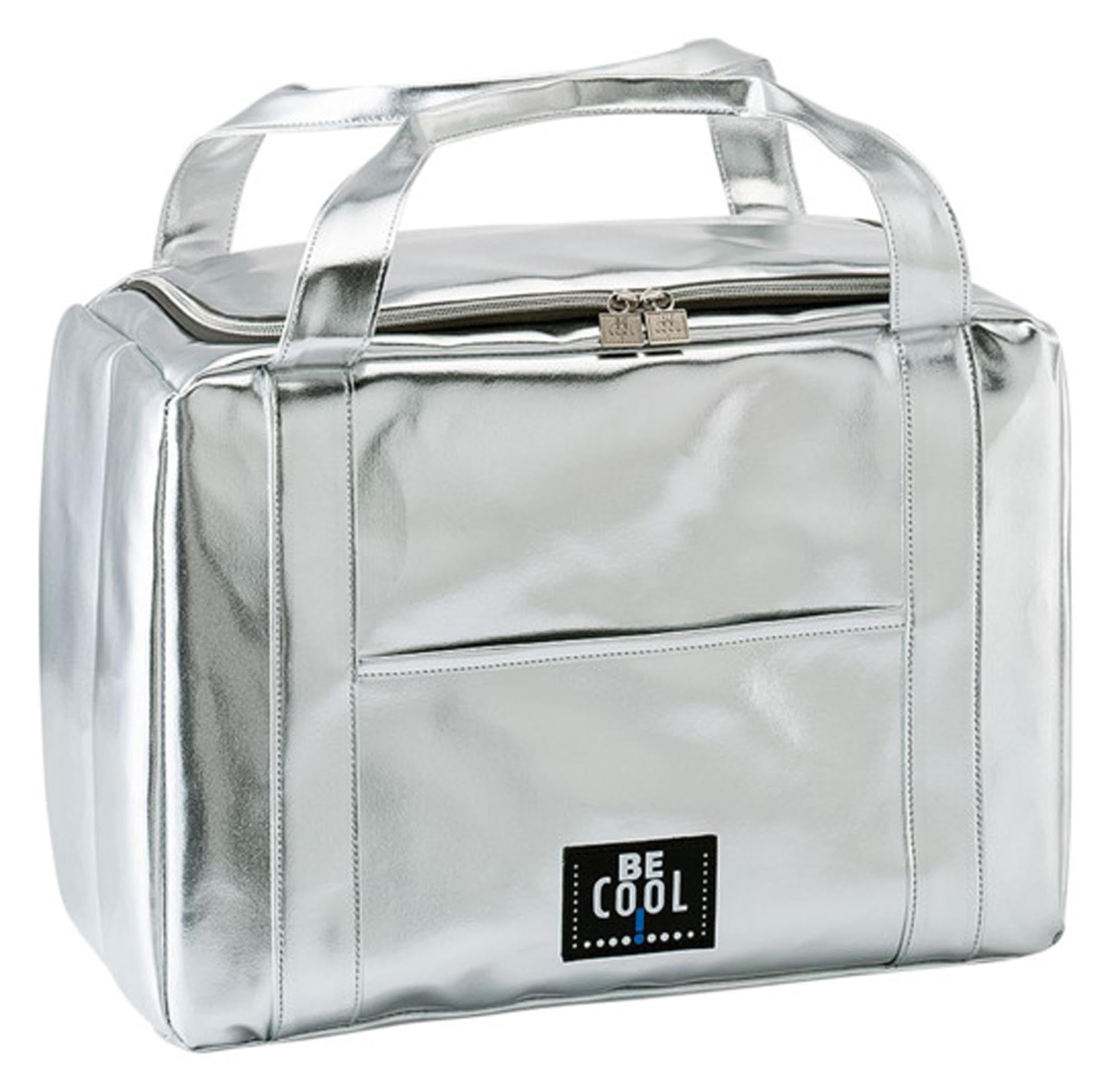 Die BE COOL Kühltasche Silver 25L: stilvoll, langlebig, 25L Volumen, ideal für frische Snacks und kühle Getränke unterwegs.