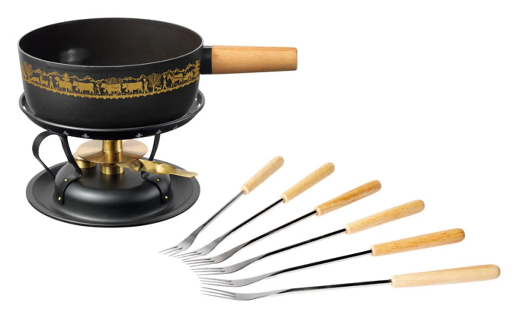 Fonduegarnitur Alpaufzug mit Sprittank ø 21 cm in  präsentiert im Onlineshop von KAQTU Design AG. Fondue/Raclette ist von STÖCKLI