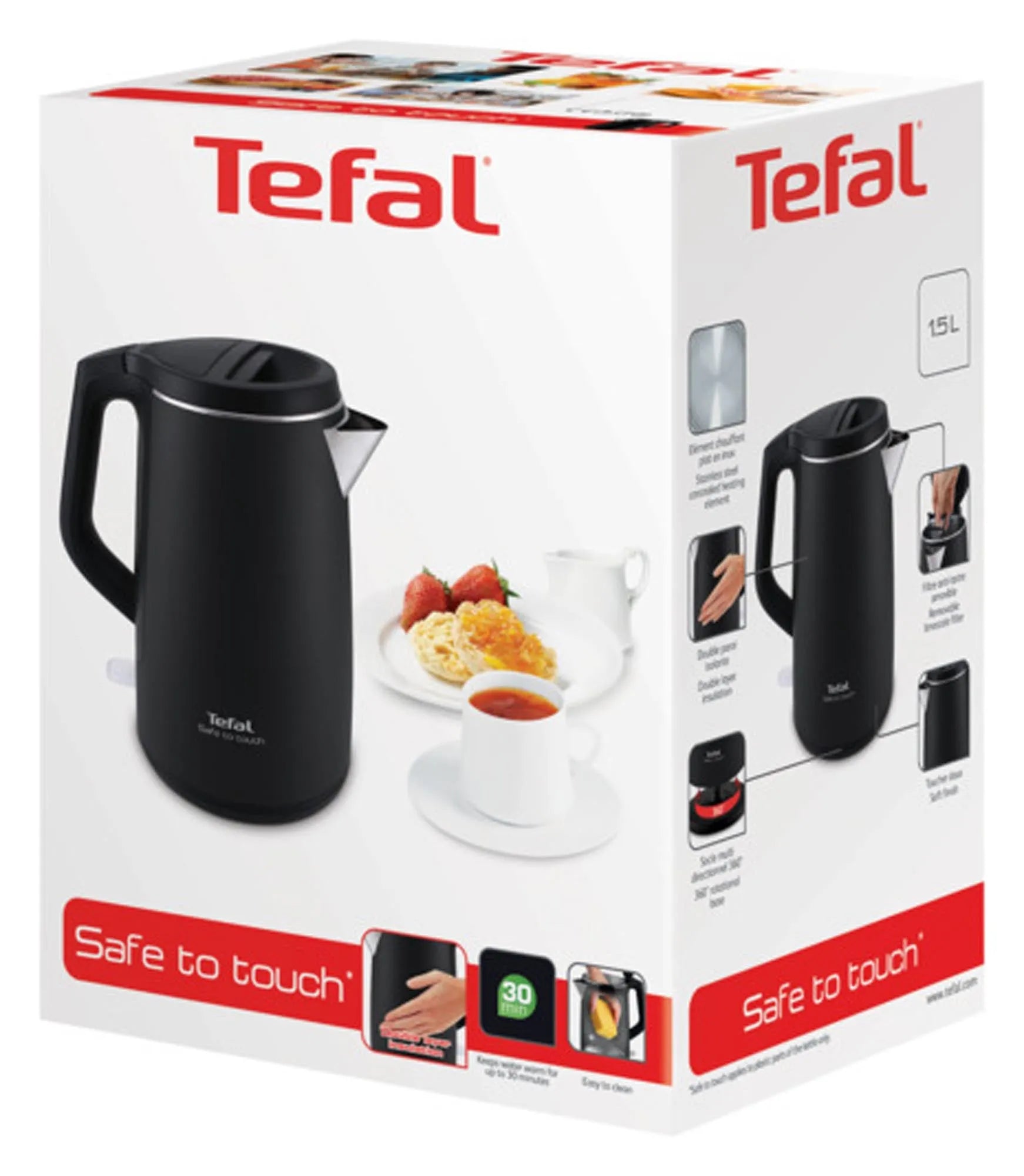 TEFAL Wasserkocher 1.5 l: Innovatives Design für sichere Handhabung.