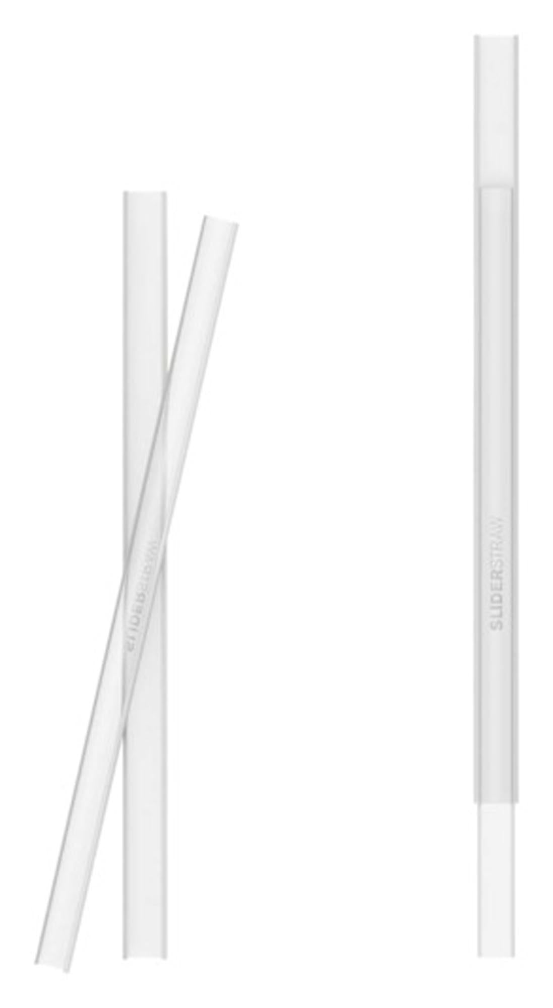 Transparente und weiße SLIDER STRAW Trinkhalme, 21.5 cm lang, wiederverwendbar, 4er-Set, ideal für Getränke aller Art.