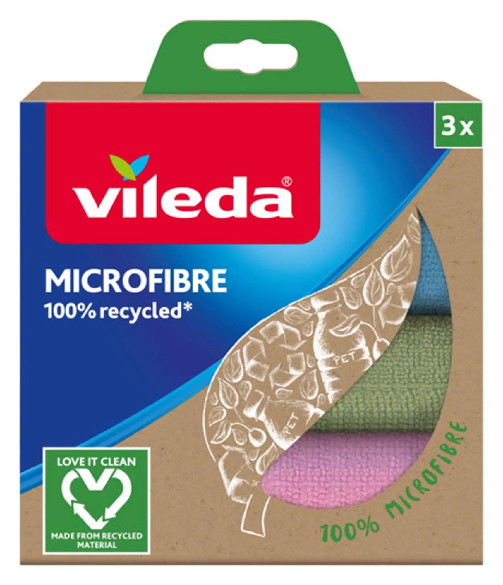 VILEDA Microfasertuch recycled: Nachhaltig, saugfähig, chemiefrei, langlebig. Perfekt für streifenfreie Sauberkeit.