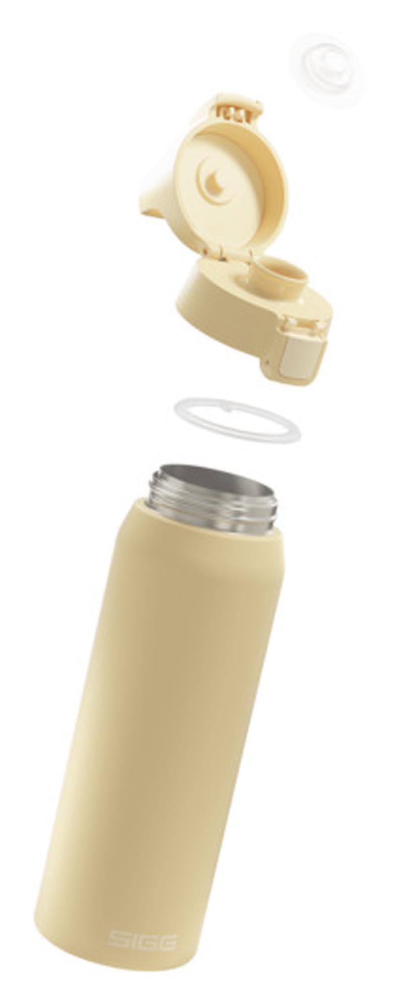 Die SIGG Shield Therm One 0.75 l in Opti Yellow ist eine stilvolle, isolierte Flasche, die Getränke warm oder kalt hält.