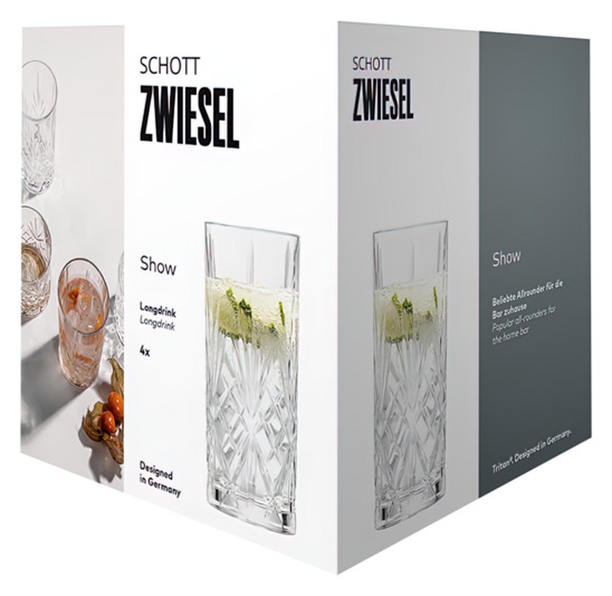 Elegantes Longdrinkglas aus Kristall, 4er-Set, zeitloses Design, spülmaschinenfest, ideal für Cocktails und Longdrinks.