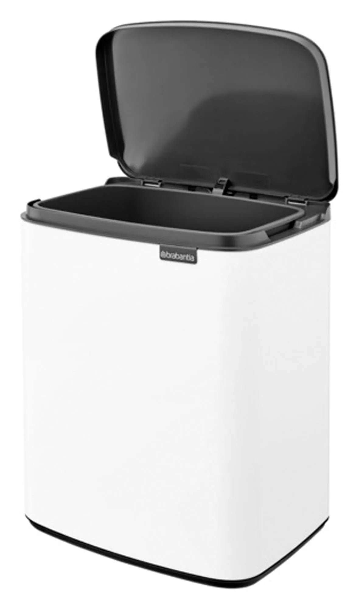 Eleganter BRABANTIA Abfallbehälter Bo in Weiß, 12 l, ideal für stilvolle Mülltrennung und nachhaltige Organisation.