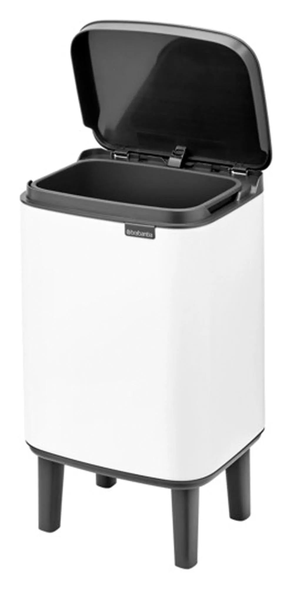 Eleganter BRABANTIA Bo Hi Abfallbehälter in Weiß, 4 l Volumen, ideal für stilvolle und praktische Abfallentsorgung.