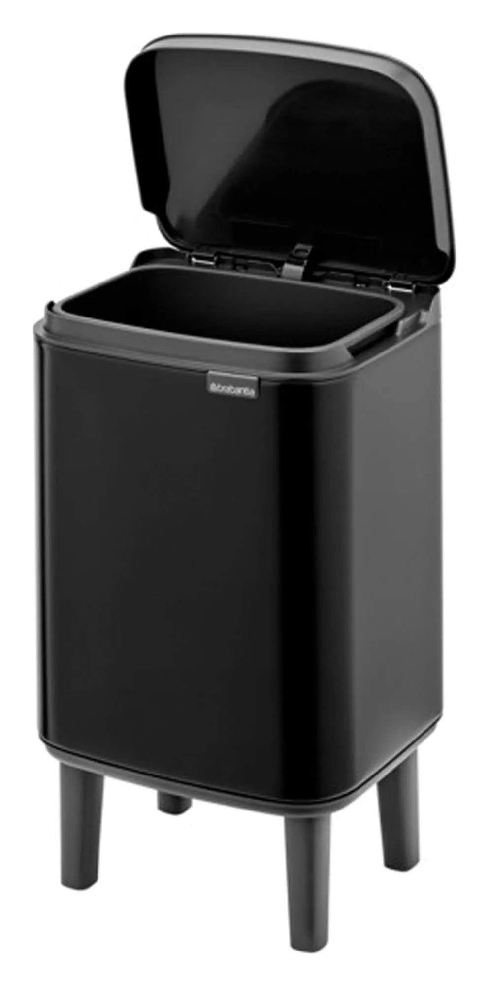 Eleganter BRABANTIA Bo Hi Abfallbehälter in mattem Schwarz, 4 l Volumen, ideal für stilvolle und praktische Abfallentsorgung.