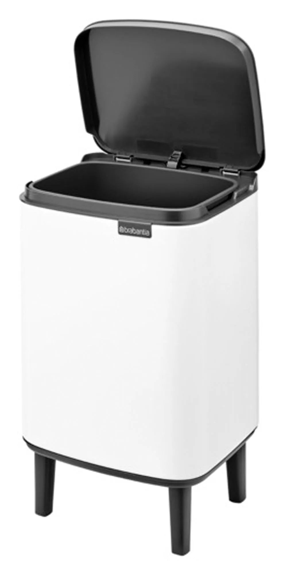 Eleganter BRABANTIA Abfallbehälter Bo Hi in Weiß, 7 l Fassungsvermögen, ideal für stilvolle und praktische Abfallentsorgung.