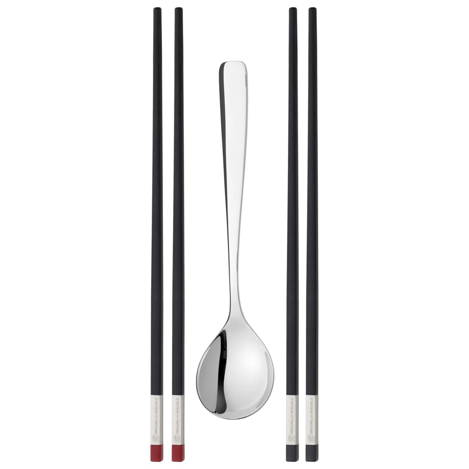 Hochwertiges Essstäbchen-Set für eine Person, bestehend aus 4 Stäbchen und 1 Löffel, ideal für asiatische Küche von Zwilling Kitchen.