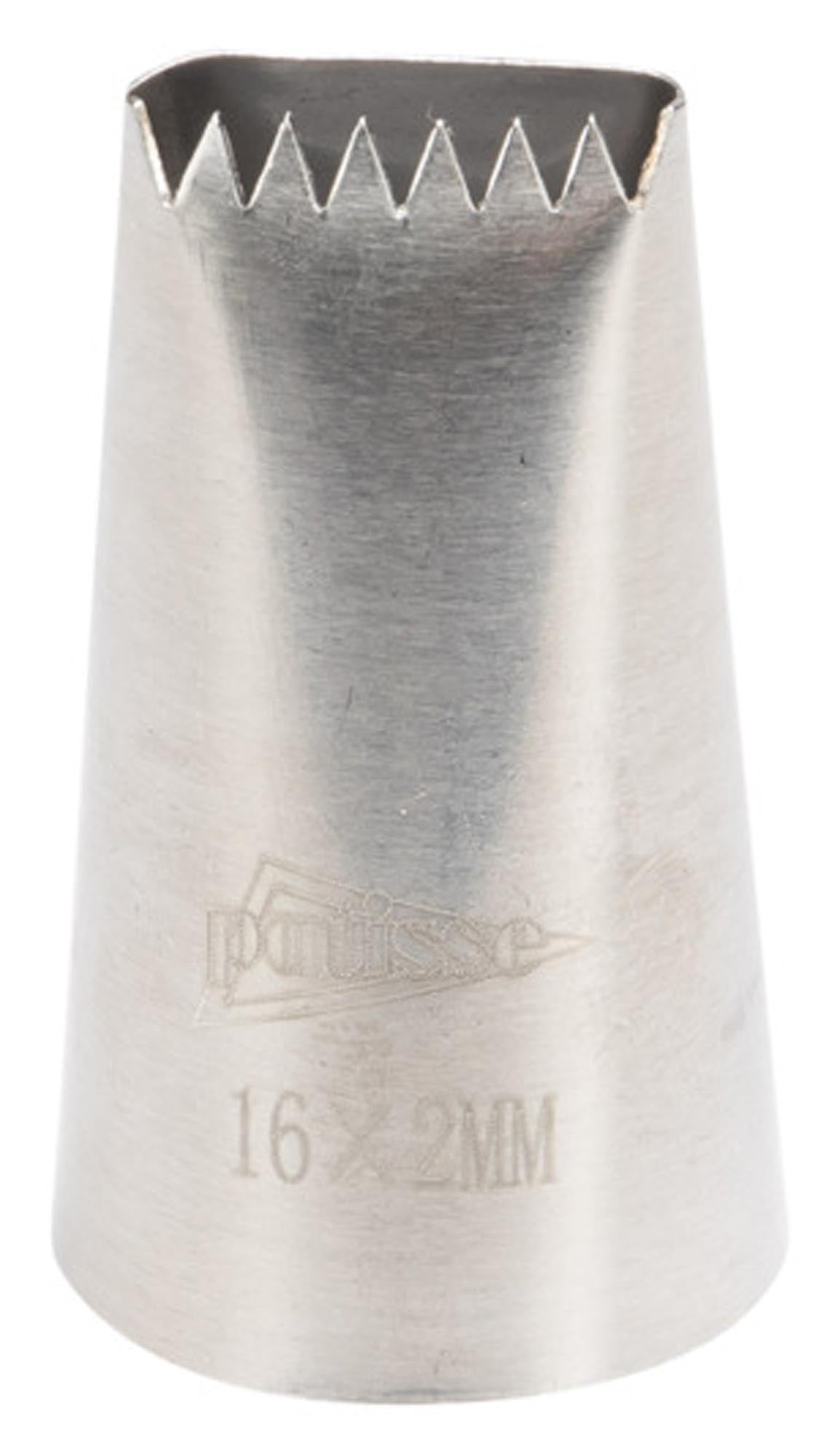 Edelstahl-Sternbandtülle 16x2 mm von PATISSE: Perfekt für kunstvolle Tortendekorationen. Rostfrei, langlebig, ideal für Profis & Hobbybäcker.