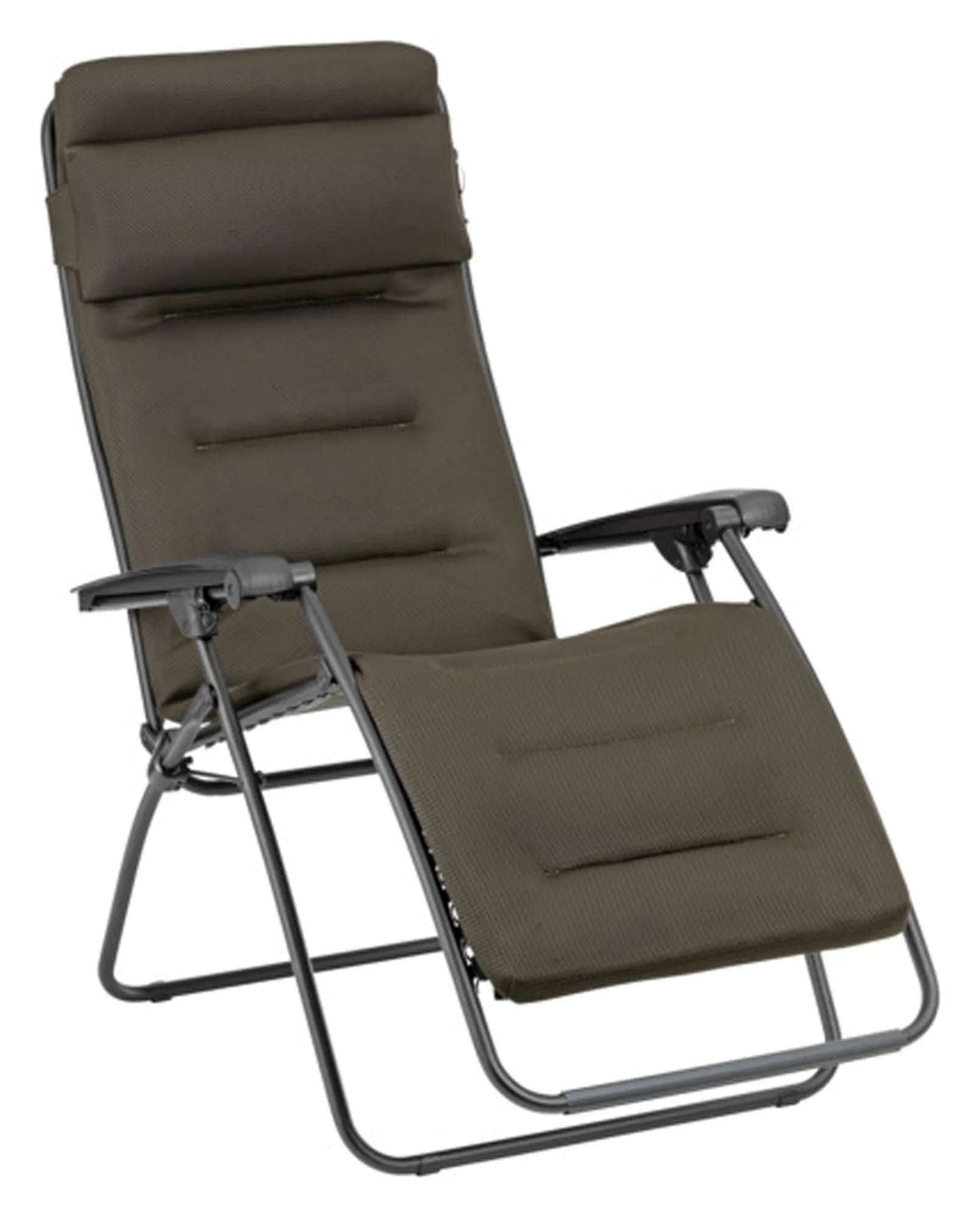 Eleganter Relaxsessel RSX Clip taupe von LAFUMA: Ergonomisch, robust, atmungsaktiv, klappbar. Perfekt für Komfort und Stil.