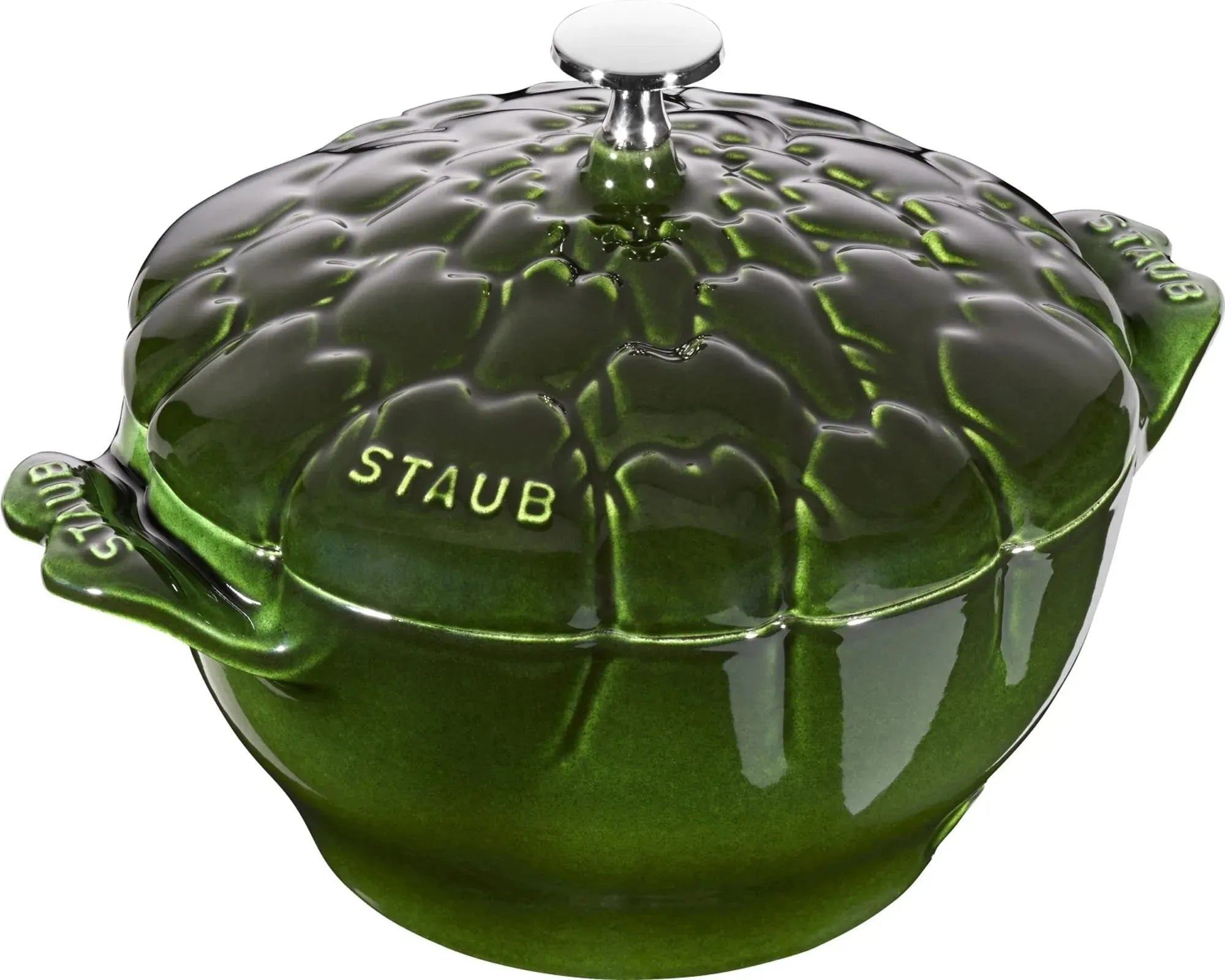 Die Staub Cocotte 22 cm in Basilikum-Grün ist ein stilvoller Gusseisentopf, ideal für gleichmäßig gegarte, aromatische Gerichte.