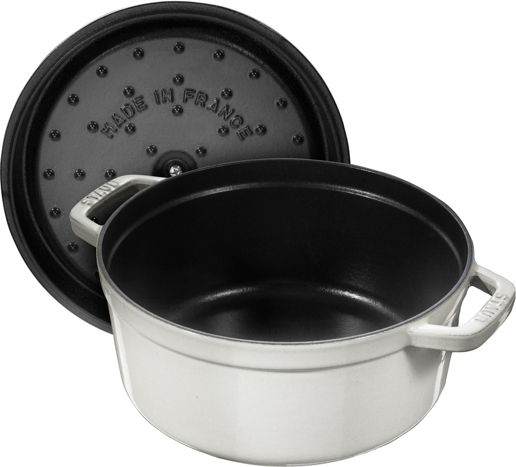 Staub Cocotte 20 cm, Gusseisen, Weisser Trüffel, 2.2l, rund, elegant.