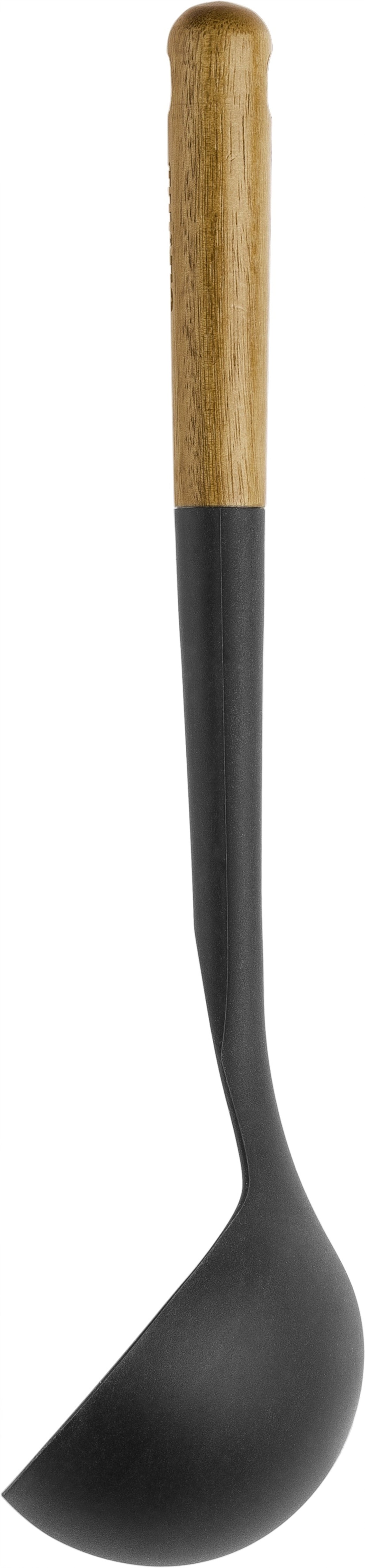 Hochwertige Suppenkelle aus Akazienholz mit Silikonbeschichtung, 31 cm lang, ideal für das Kochen und Servieren von Suppen und Eintöpfen.