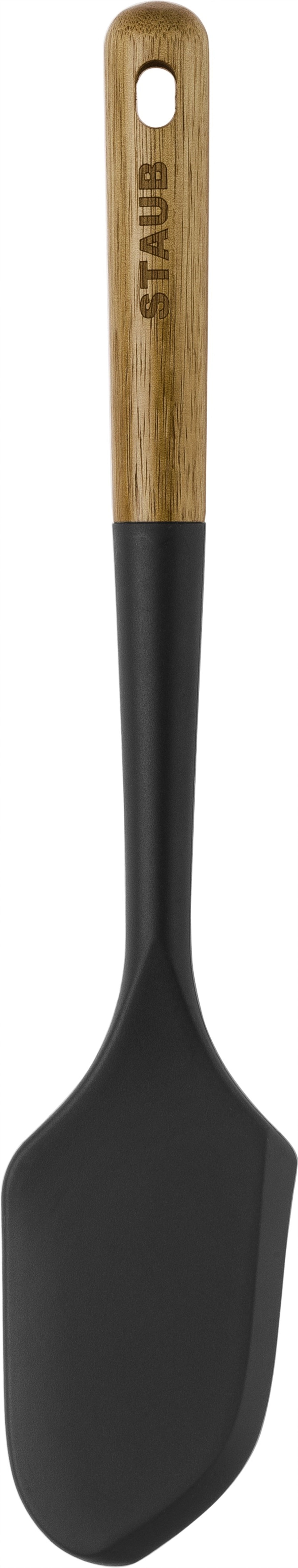 Eleganter Teigschaber aus hochwertigem Akazienholz und flexiblem Silikon, 30 cm lang, ideal für präzises Rühren und Backen in der modernen Küche.