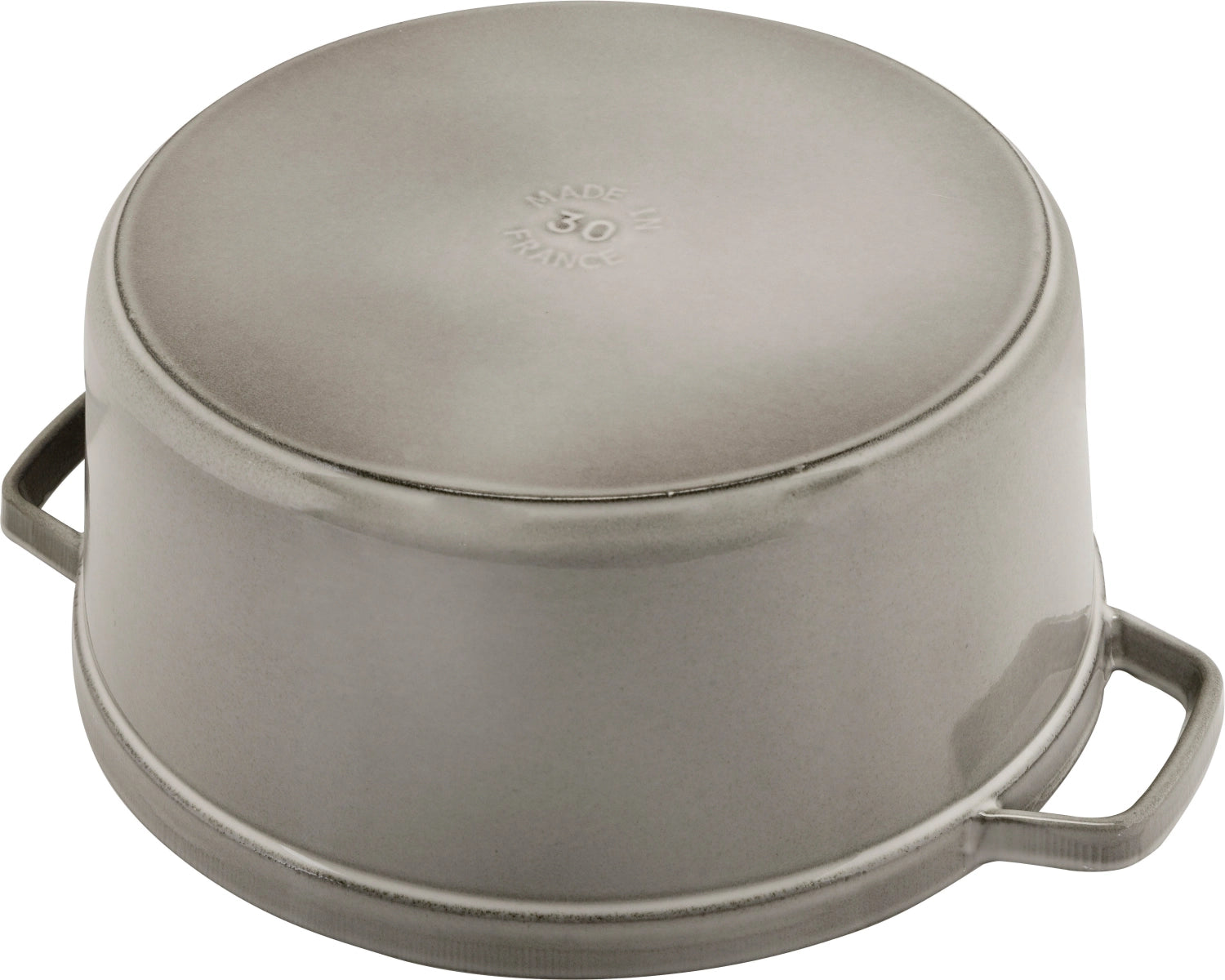 Elegante runde Cocotte von Staub mit 8,35 l, perfekt für schmackhafte Eintöpfe und festliche Anlässe.
