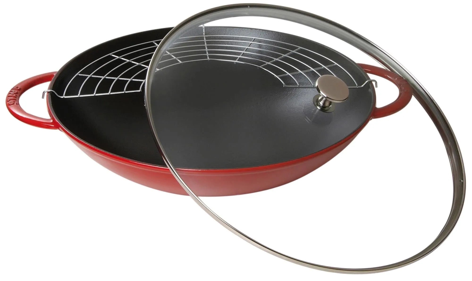 Wok Kirschrot mit Glasdeckel 5.7 lt., 37cm - KAQTU Design