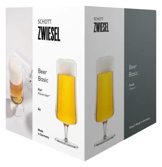 Elegante SCHOTT ZWIESEL Biergläser Beer Basic Pils, 0.3 l, 4er-Set, ideal für Pilsgenuss, robust und stilvoll, perfekte Glasqualität.