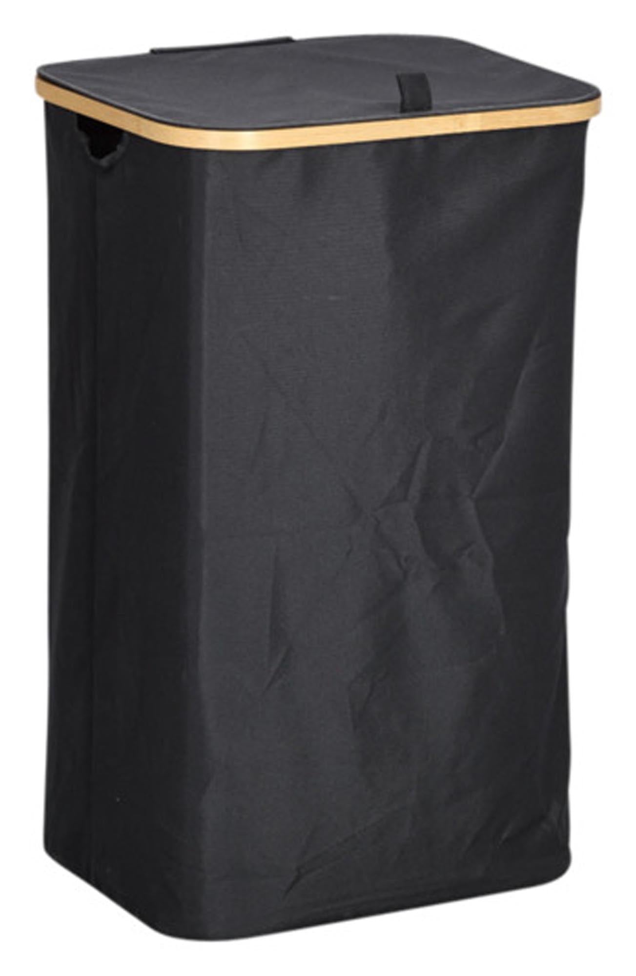 ZELLER Wäschesammler mit Tragetasche schwarz 41.5x34x69 cm