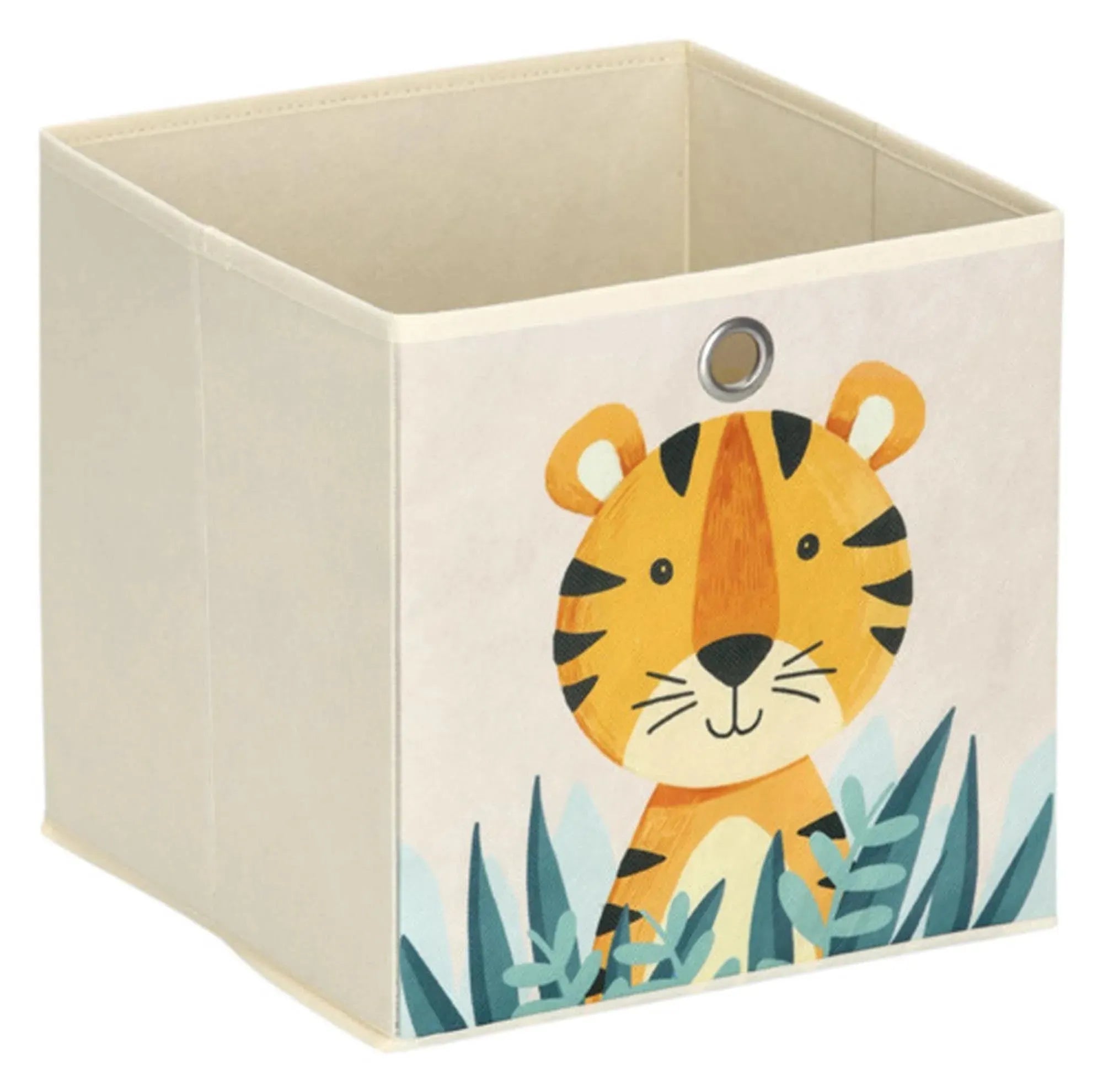 Stilvolle 28x28 cm Tiger-Aufbewahrungsbox von ZELLER PRESENT: robust, vielseitig, ideal für Spielzeug, Büro & mehr.