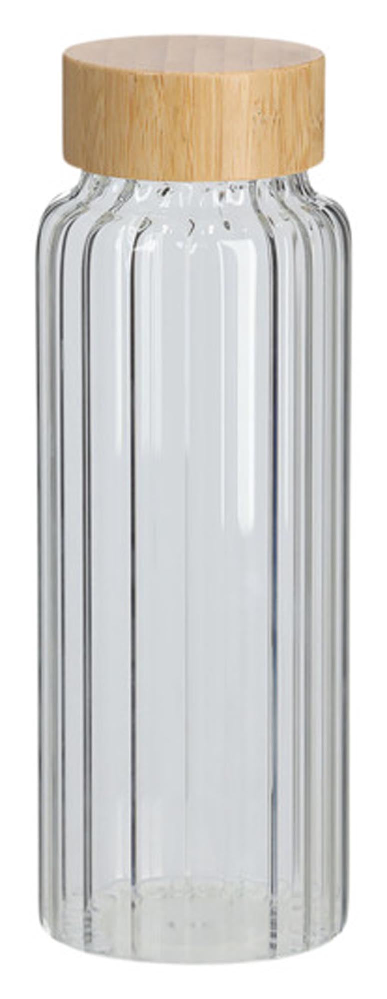 Entdecken Sie die ZELLER Glasflasche Rillen mit Bambusdeckel (1 l) – stilvoll, nachhaltig und ideal für Wasser, Saft oder Tee. Perfekt für unterwegs!